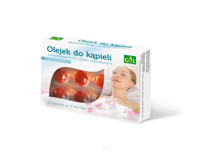 Olejek do kąpieli z witaminami A i E i olejem wiesiołkowym 3000 mg 12 kaps.