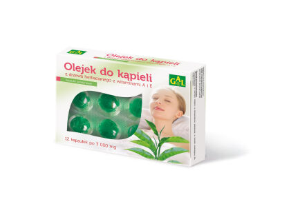 Olejek do kąpieli z drzewa herbacianego i witaminami A i E 3000 mg 12 kaps.